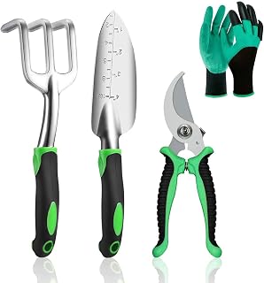 HASTHIP 4Pcs Garden Tools Set for Home Gardening, Stainless Steel | Digging and Planting Support, Loosens Soil for Easier ... Price In India