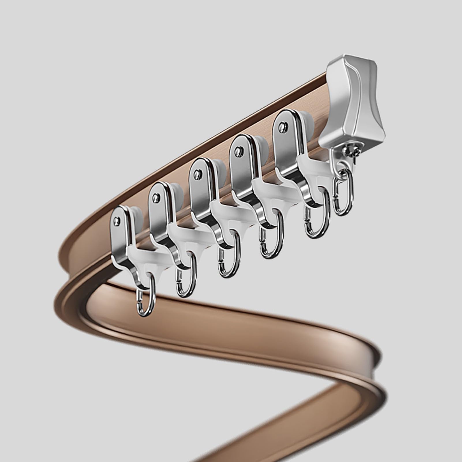 UrbanUp Curtain Track Ceiling Flexible Curtain Rod Bracket, 1-8m Long Bendable Curtain Sliding Track System for Living Room, Home Decorative Curtain Single Rail(Brown,3.0m(9.8ft))