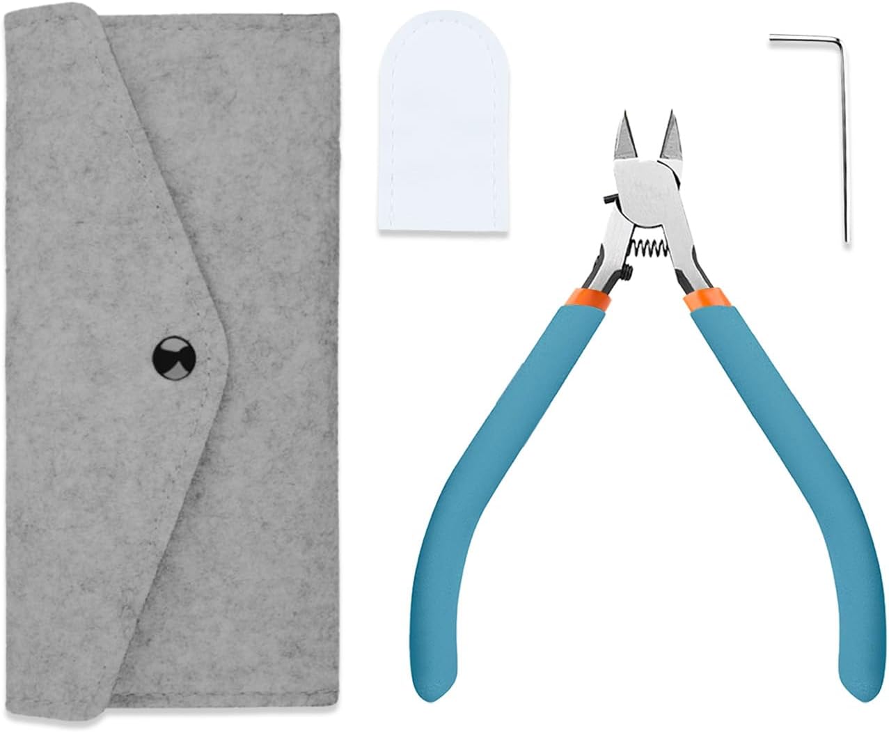 Model Pliers, Model Making Tools with Felt Case & Leather Protective Case, Ultra Thin Blade (0.1 mm) for Precise Cuts, Ideal for Gundam, Plastic Models, Blue