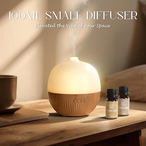 Miniatura 7 de ARVIDSSON Difusor de aceite esencial, pequeño difusor de aromaterapia de 3.5 onzas líquidas con luz de ánimo, difusor de aceite ultrasónico