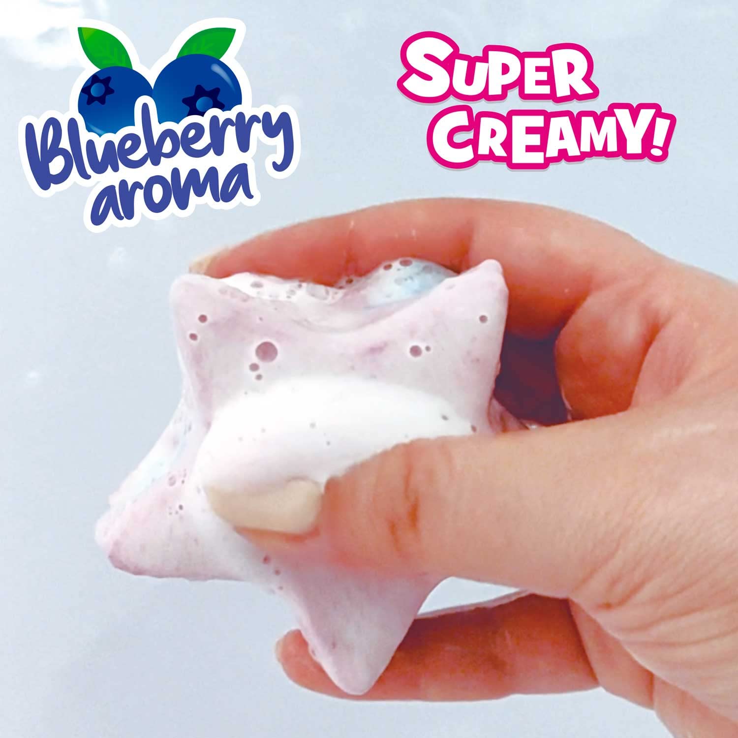 INKEE Foamy Star | bomba do kąpieli dla dzieci w kształcie gwiazdy, kula do kąpieli z aromatem jagód, 70 g, super kremowa