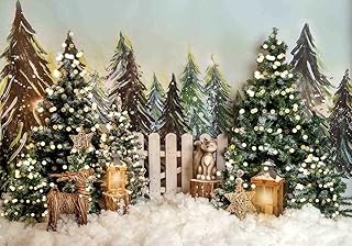 Haosphoto Christmas Backdrop for Photography 7X5FT Heavy Snow Backdrops Winter Wonderland Pine Tree Forest Reindeer Xmas Background for Newborn Kids Happy New Year Photo Studio Props Vinyl HS898