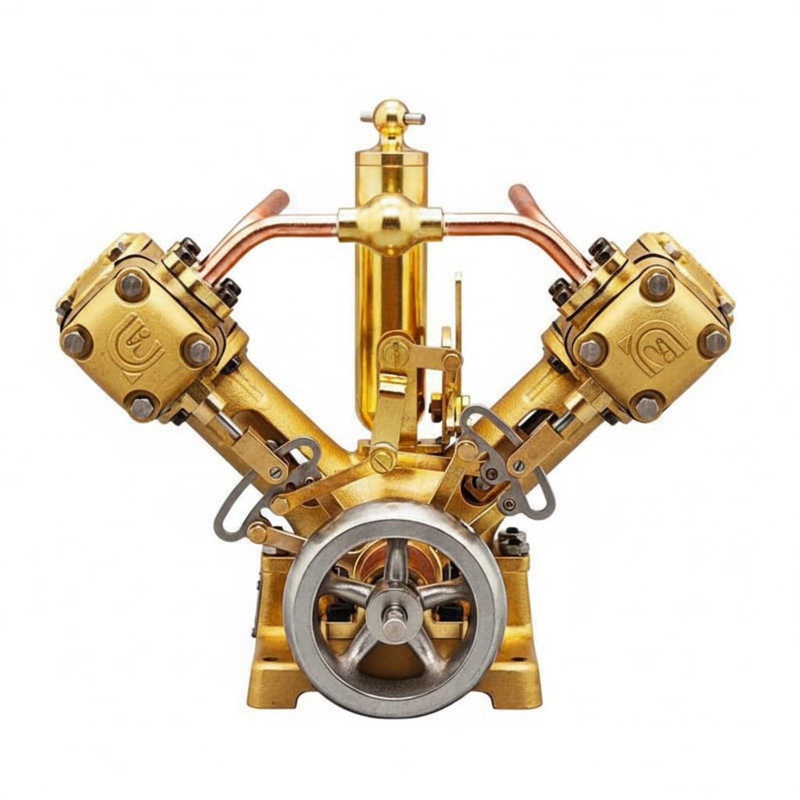 Dampfmaschinen Gerät Modell Motor Aggregat Kompatibel mit Kleiner Luftpumpe Oder Dampf als Lehrmittel für Schulung Demonstration Werkbank Hobbyraum, V2 V-Type Twin