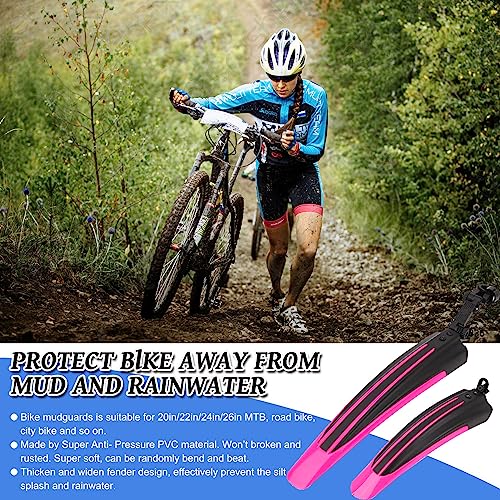 Kugooyi Zestaw błotników rowerowych, akcesoria do roweru górskiego, ochrona przed pryskaniem, przenośne, regulowane, pogrubione, przednie, tylne, do rowerów MTB, wyścigowych, miejskich, koła 20-26"