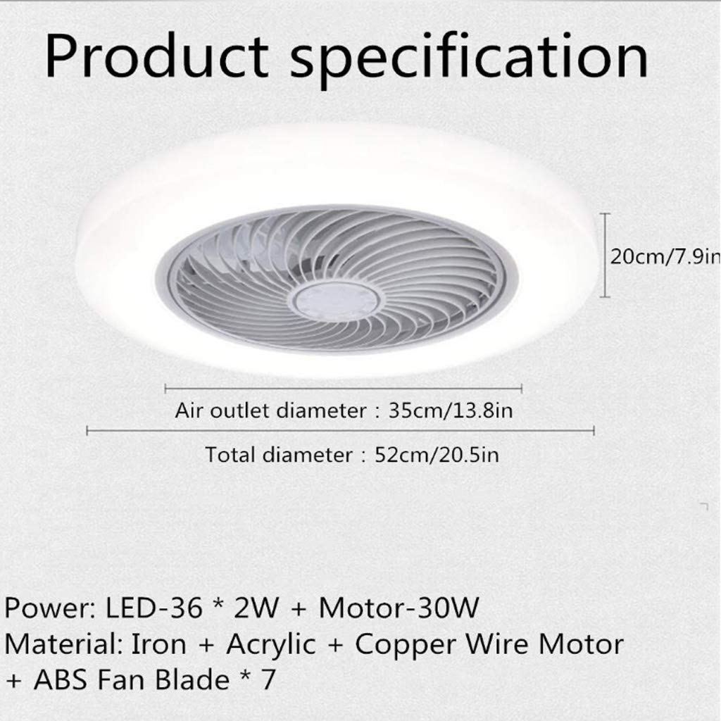 Lampada da soffitto a LED con ventilatore, 72W, moderna, dimmerabile con telecomando, silenziosa, ideale per camera da letto, soggiorno, cucina, stile country, con timer, lampadario per cameretta bam