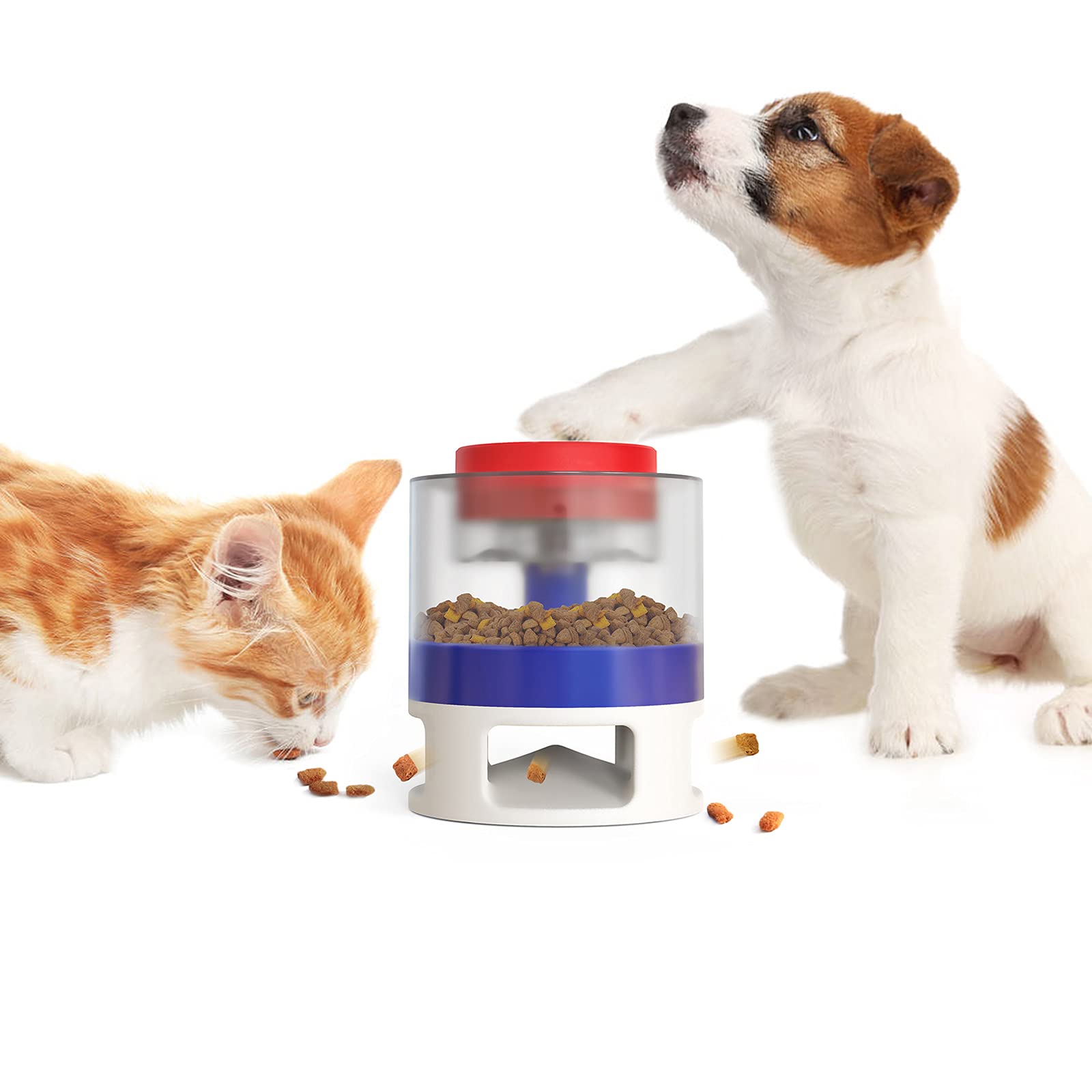Comedero for perros y gatos,Juguete interactivo de rompecabezas for mascotas,Dispensador automático de comida for perros y gatos,Botón creativo for tratar la alimentación lenta for entrenamiento de IQ