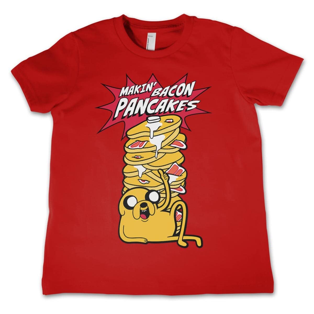 Adventure Time Officially Licensed Makin' Bacon Pancakes Kids T-Shirt (Red), 10 Years