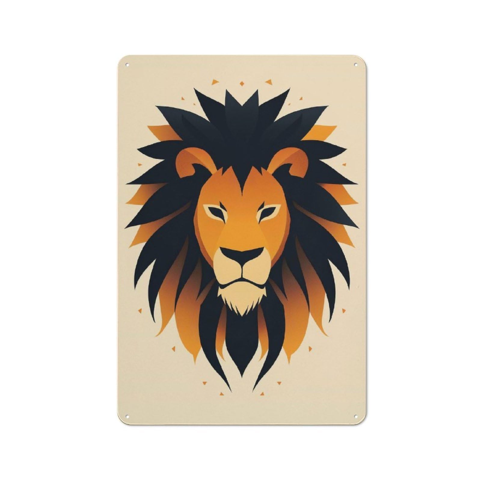 Junmoney Majestic Lion Vector Portrait With Bold Mane Modern Retro Metal Wall Art Sign 30X20cm Featuring Urban Room Decor For Workspace, Cafe, Hallway Or Garage