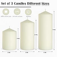 Vista 34 de Unscented 3x4 3x6 3x8 Inch Pink Pillar Candles, 3 Packs Dripless Long Lasting Large Solid Pastel Colored Different Sizes Cylinder Column Candles for