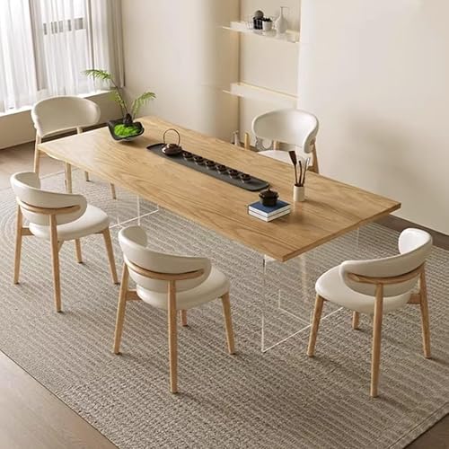 Miniatura 2 de YVYKFZD Juego de sillas de comedor, sillas de cocina tapizadas, silla de comedor con patas de madera y respaldo curvo, silla de cuero para sala de
