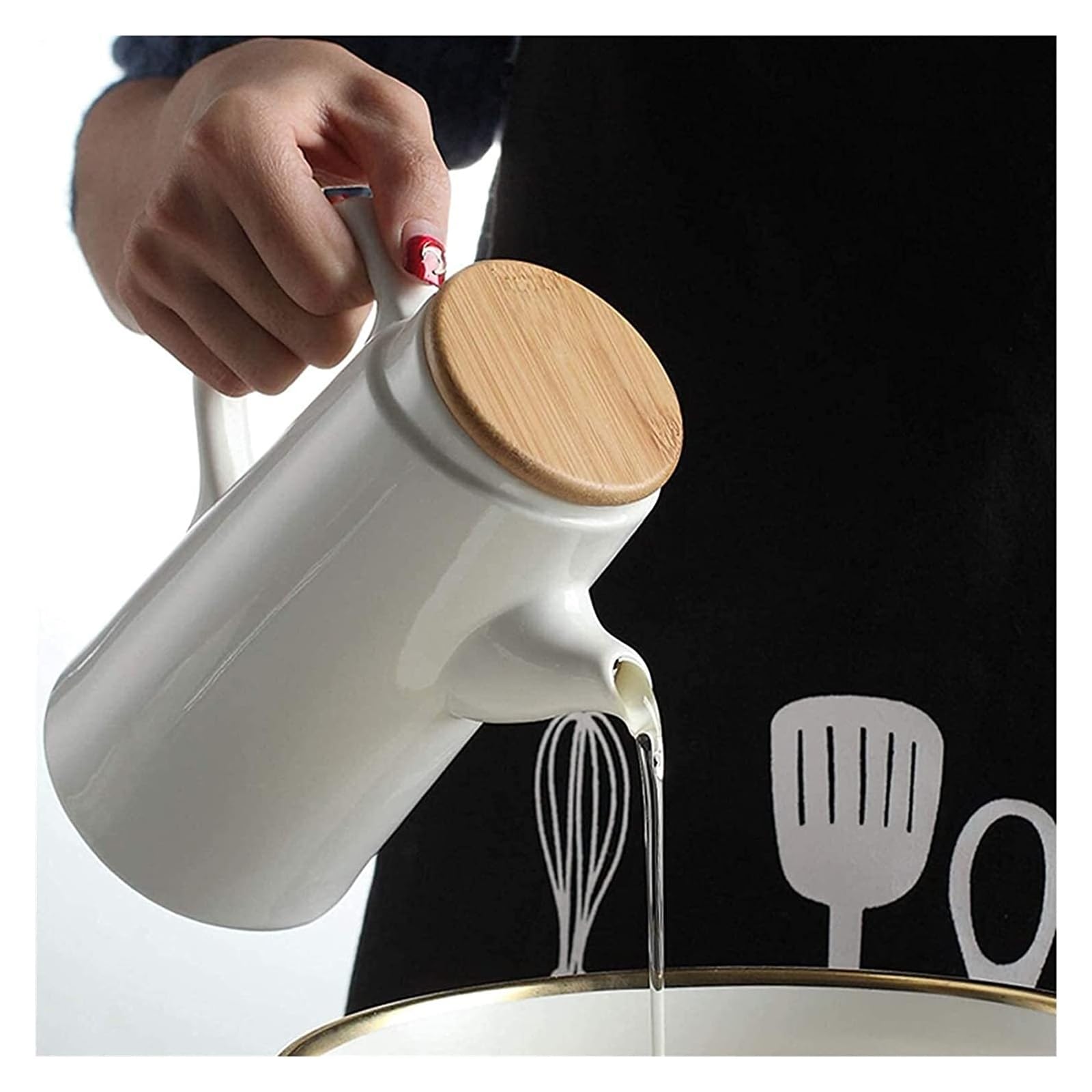 Dispensador de Aceite y vinagre, automático, Botella de cerámica para Salsa de Soja con tapón de Corcho.