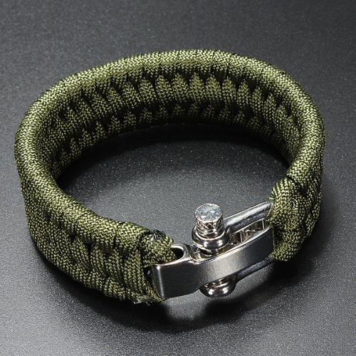 Dcolor 7 Strand Supervivencia Militar pulsera de la cuerda de la armadura de la hebilla - Verde