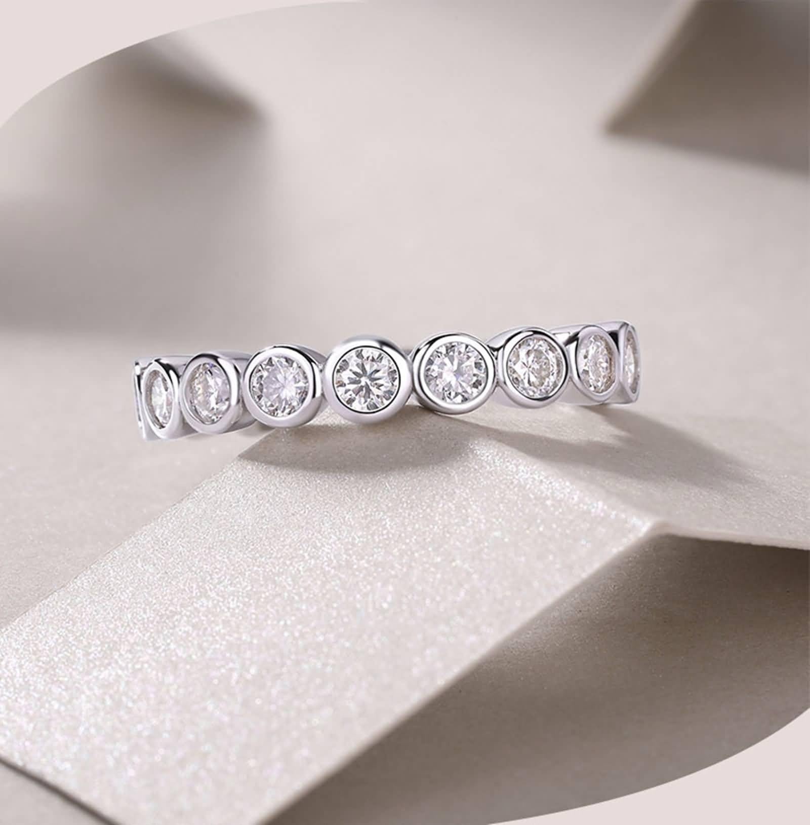 Anelli di fidanzamento, anelli di nozze 3 mm, in argento bianco 18 carati, misura 49 (15,6)