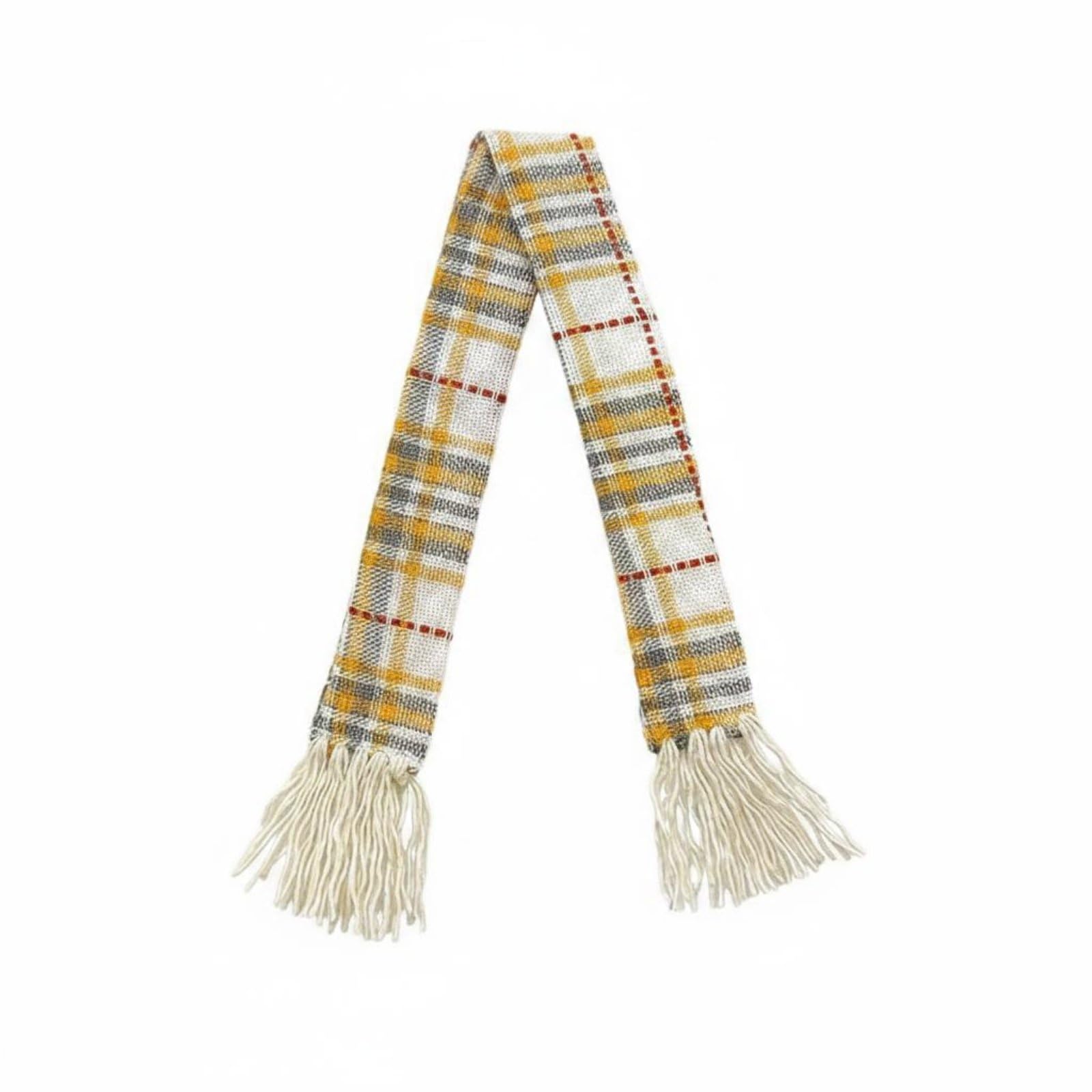 MERISHOPP Autumn Winter Fashion OB11 Doll Scarf Vintage Design 1/12 Scale Doll Scarf for Hobbyists, Miniature Scene Display, Yellow White Plaid-image-4