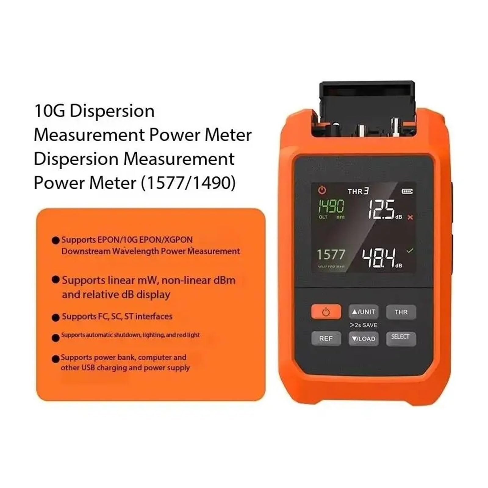 Compteur de puissance optique HY-61310G PON avec longueur d'onde 30mW 1577/1490 Nm, testeur de Fiber Erreur faible