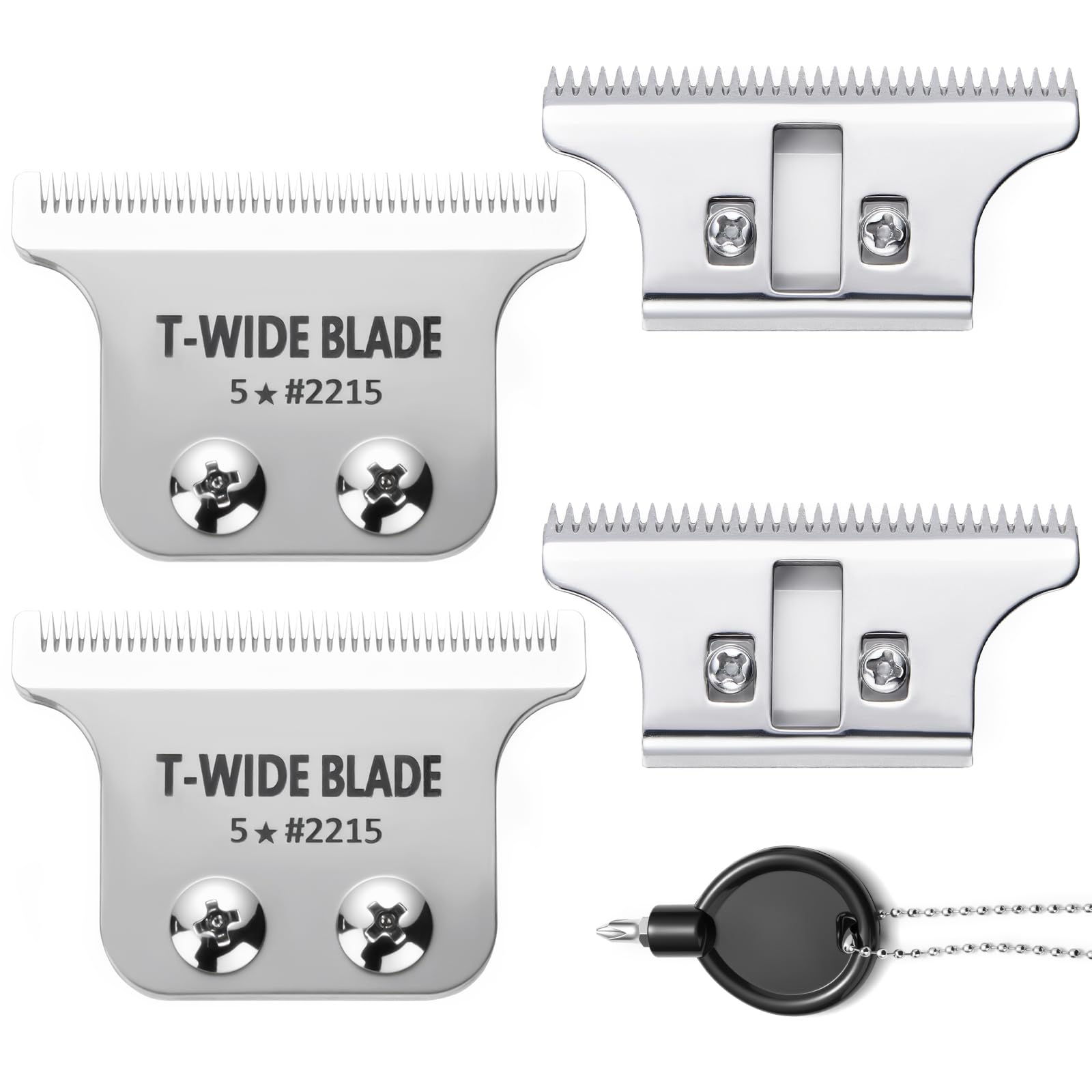 Cuchillas T-Wide de Repuesto Compatibles con las Cortadoras Wahl 5-Star Detailer – 0,4 mm, Zero-Gap (Plata – Paquete de 2)
