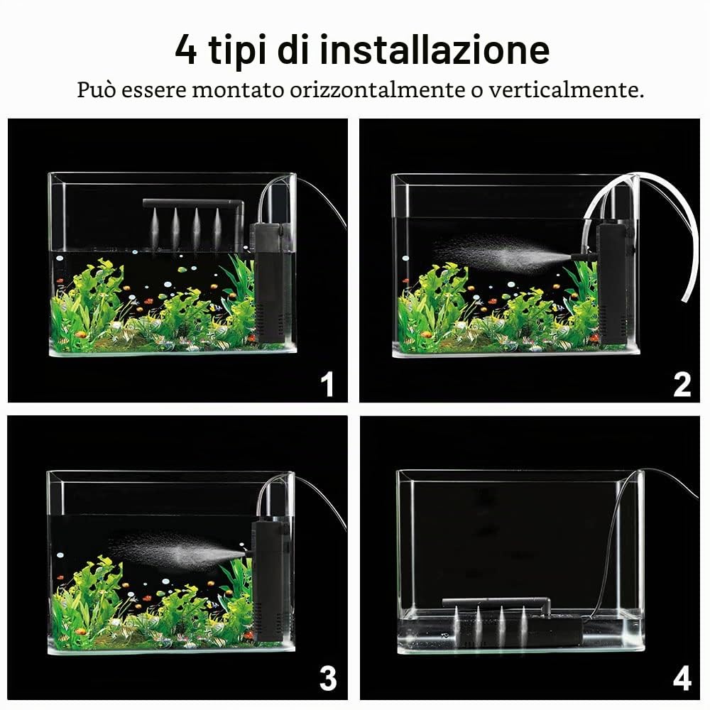 flintronic Filtro per Acquario, 300L/H Filtro Interno per Acquario per 60L Piccoli Acquari, Acquari Freddi o Tropicali, Acquario per Tartarughe