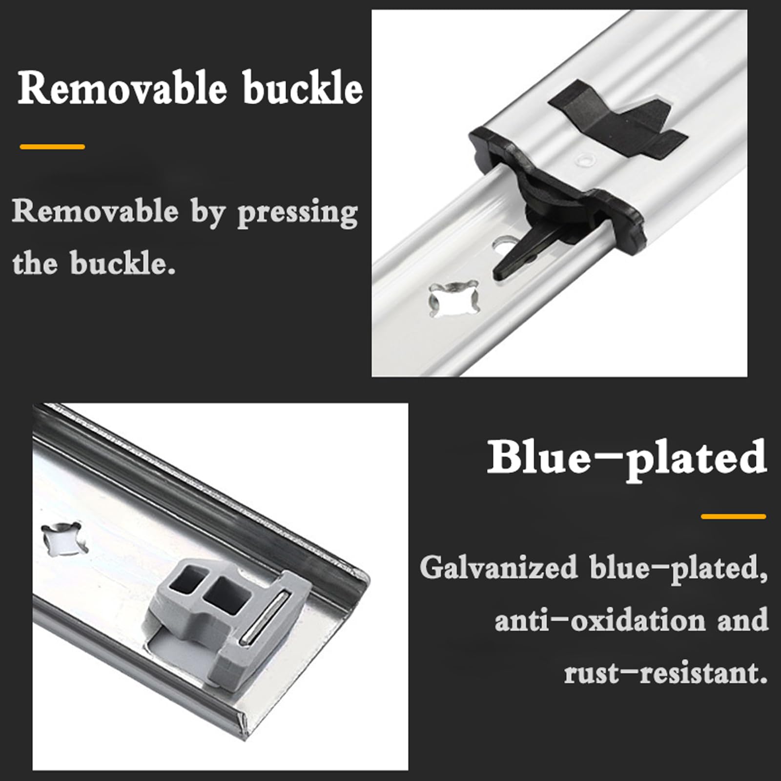 Heavy Duty Cassetti Runners, Guide for cassetti Chiusura ad estrazione totale laterale Montaggio Argento 250-1000 mm 2 Pz(500mm)