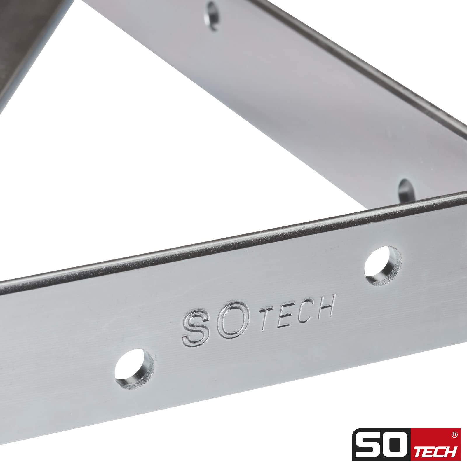 SOTECH 4er Set Regalkonsolen (600 x 375 x 40 mm, verzinkt, pulverbeschichtet), Konsole mit Querstrebe zur Stabilisierung