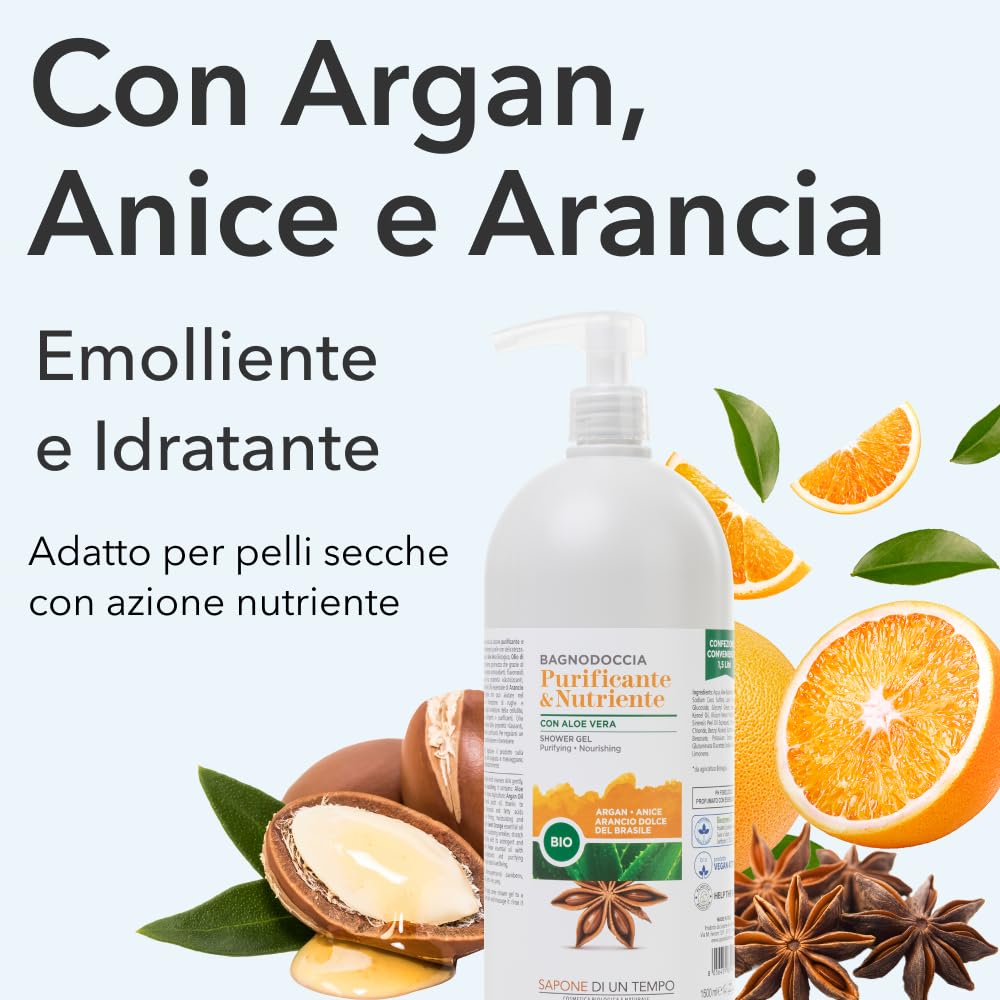 Sapone di un Tempo Detergente Intimo pH 4.5 + Sapone di Marsiglia Lavanda + Docciaschiuma Shampoo Aloe Argan 1500ml, Naturale, Vegan, Detergenti Corpo, Igiene Intima Donna, Mani e Capelli