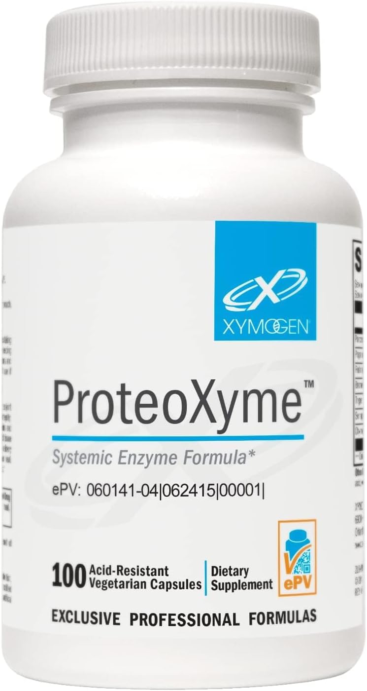 XYMOGEN ProteoXyme - Supports Systemic Enzyme & Immune Balance - Proteolytic Pancreatic Enzymes - Acid-Resistant Capsules - Vegetarian, Gluten-Free & Soy-Free - 100 Capsules