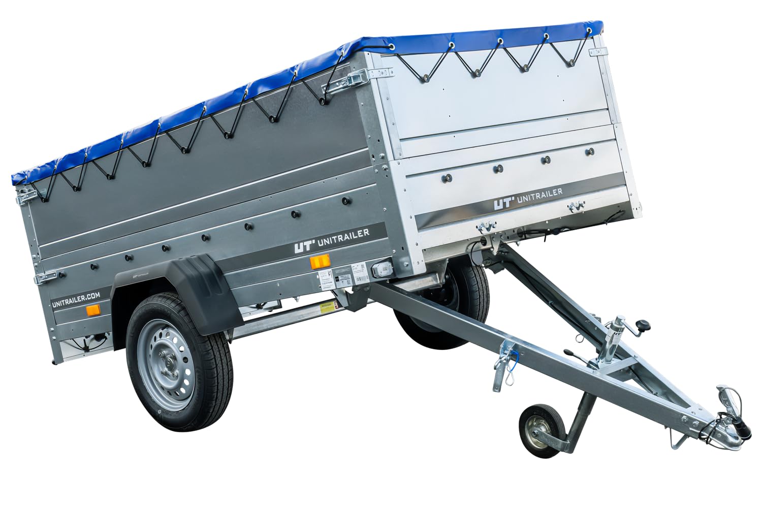 UNITRAILER Robuster Anhänger mit Kippfunktion, 750 kg Zuladung, 2304 x 1256 cm Ladefläche, Bordwände