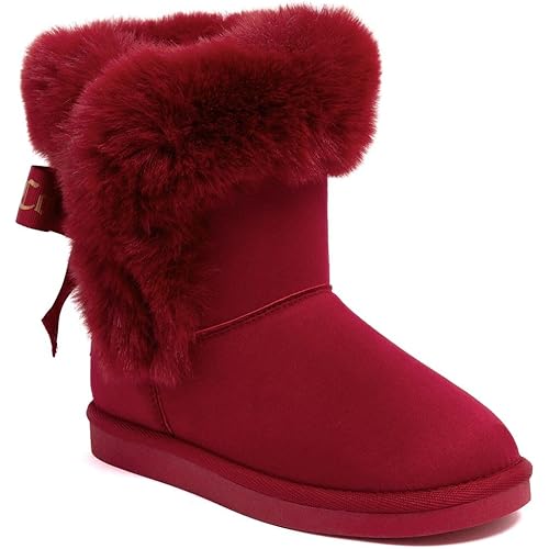 Juicy Couture Girls Winter Boots Warm Insulated Fashion Booties Mid Calf Outdoor Snow Boot for Toddler/Little Kid/Big Kid