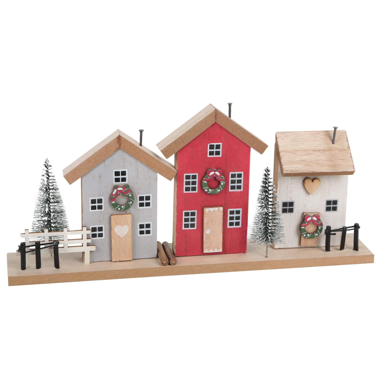 Villaggio Natalizio In Legno Logbuch-Verlag - Casette Rosse, Bianche E Verdi 30x14x5 Cm - 3
