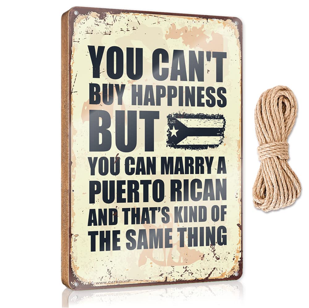 DTHA Door Hanging Decoration You Can'T Buy Happiness But Can Marry A Puertorican Wooden Sign Room Stuff Farm House Decorations(23X35CM)