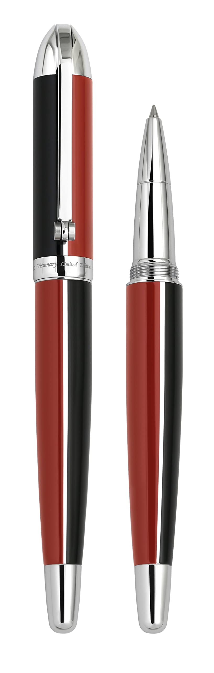 Xezo Visionary roller o cienkim wkładzie z mosiądzu i aluminium, cienki wkład. Ręcznie lakierowany na czerwono i czarno. Numerowany w limitowanej edycji 500 sztuk. Klasyczny układ kolorów Art Deco