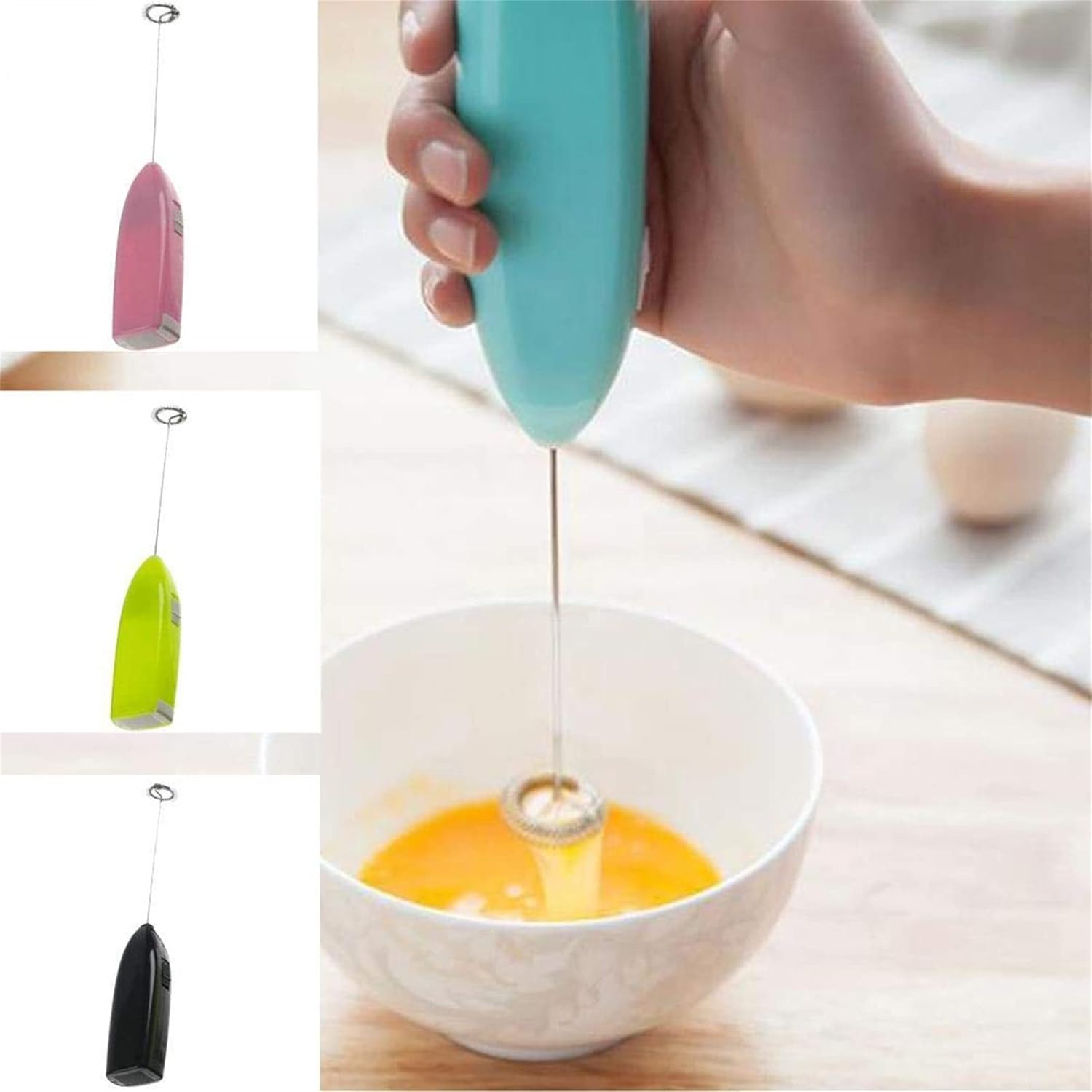 Electric Handheld Home Kitchen Magic Egg Beater Mini Stainless Steel Egg Coffee Milk Tea Baking Cake Milk Powder Juice Hand-held Small Mixer,Blue