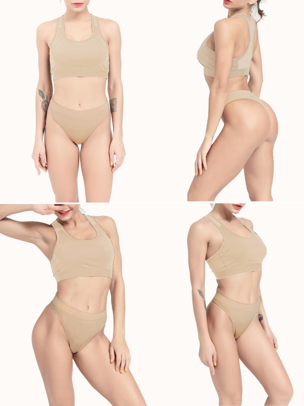 GRANKEE String Tanga Damen High Waist Bauchweg Unterwäsche - Nahtlos Sport Unsichtbar Baumwollzwickel Multipack