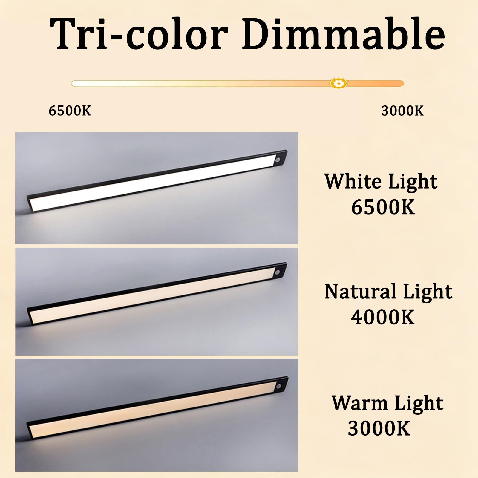 LED Akku Wandleuchten mit Bewegungsmelder Modern Wandbeleuchtung Drei Farbtemperaturen Dimmbare Unterbauleuchte Magnetische Wandleuchte für Wohnzimmer Schlafzimmer Küche (Silber,60cm)