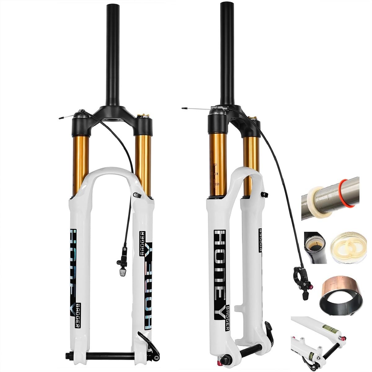 Horquilla de suspensión para Bicicleta de montaña de 27,5" y 29", 160 mm de Recorrido, Horquilla Delantera de Aire para Bicicleta de montaña, Control por Cable, Tubo de dirección r