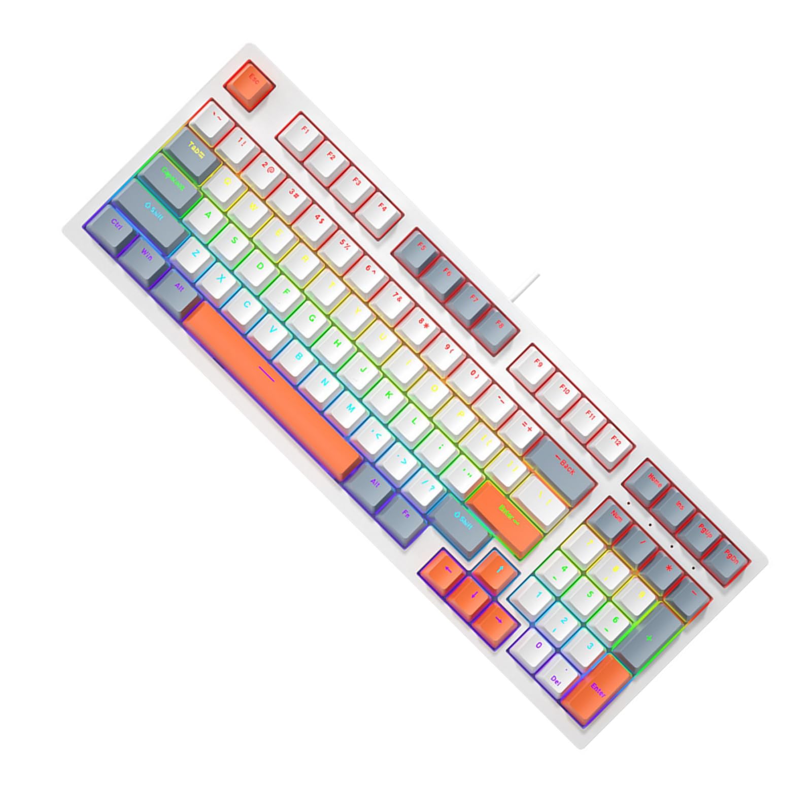 Tastiera meccanica da gioco 96 tasti Tastiera da gioco retroilluminata a LED Tastiera da ufficio ergonomica con filo per PC Gamers