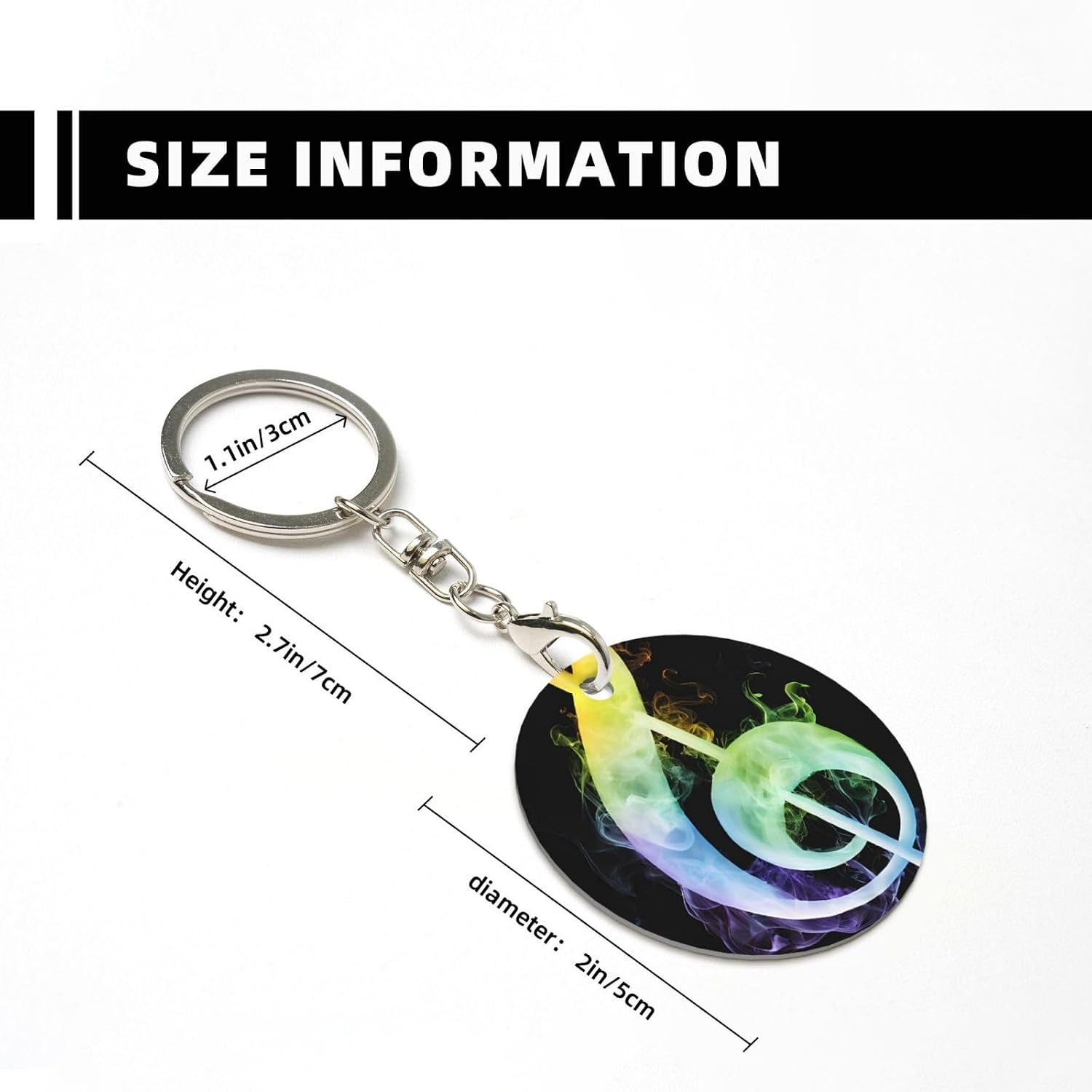 Colorful Music Notes Round Metal Keychain image 3