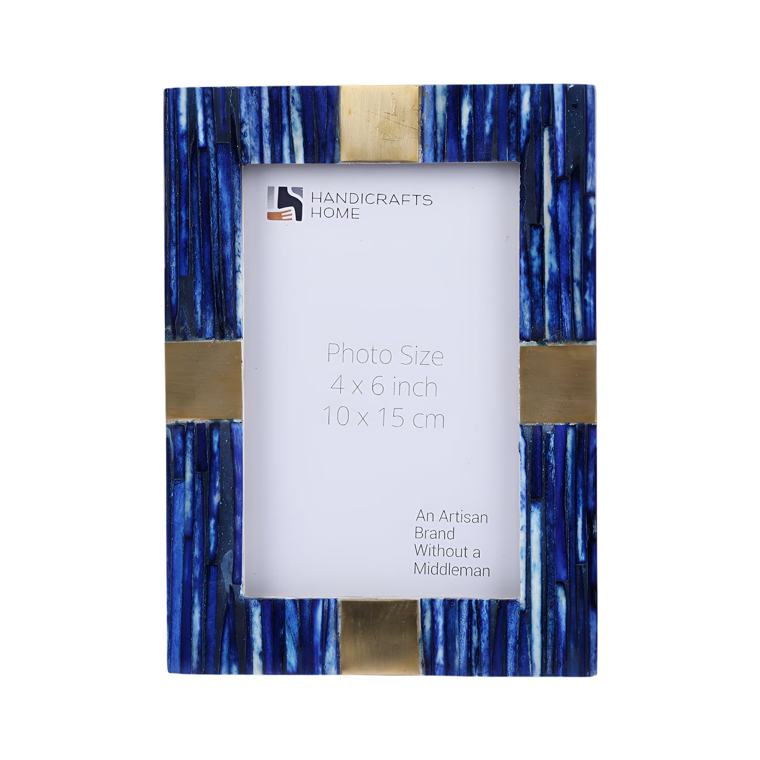 Handicrafts Home Blue Picture Frame, Handmade 4x6 Vintage Photo Frame for Wall & Tabletop Display, Modern Farmhouse, Boho & Coastal Home Decor for Gallery Wall, Desk, Shelf, Bedroom & Living Room