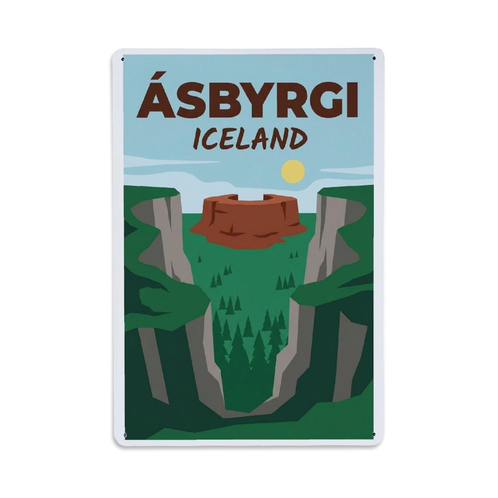 Gead 8X12inch Style Vintage Travel Asbyrgi Iceland Canyon Metal Tin Sign