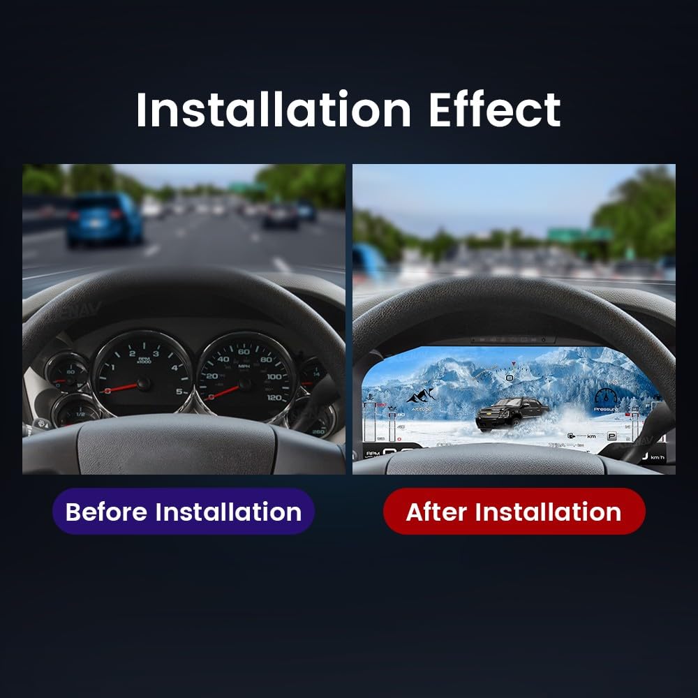 15" Linux Auto Aftermarket Digital Instrument Dash Panel Car Gauge Cluster Replacement Dashboard LCD Display for Chevrolet Silverado for GMC Sierra 2007-2013