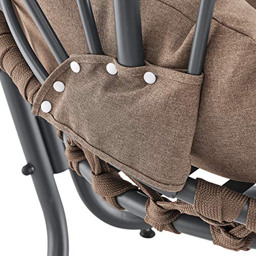 Barton Deluxe Hanging Chair Brown W/Canopy Sun Shade Deep Cushion Lounge Seating Outdoor Indoor Patio Bedroom Hanging Swinging #TOP4