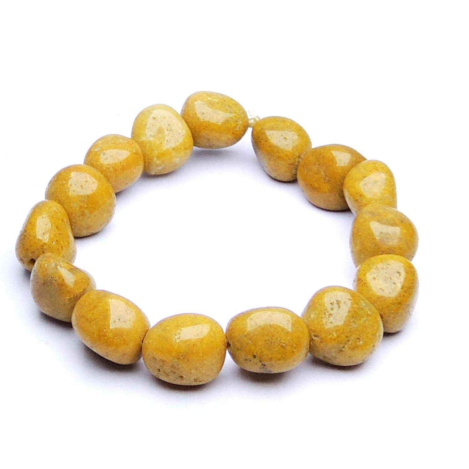 SATYAMANI Natural Energized Original Yellow Jasper Tumble Bracelet (Pack of 1 Pc.)