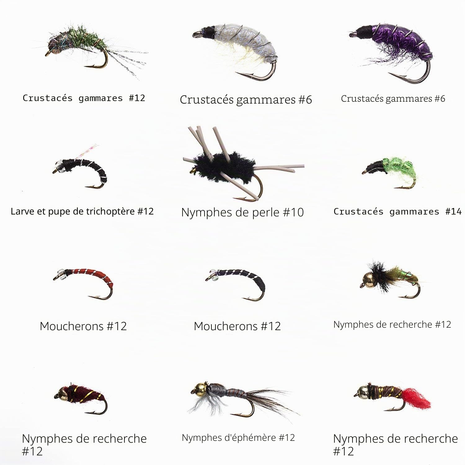 BASSDASH Ensemble de Mouches de pêche à la Mouche Pêche à l'achigan à Grande Bouche avec boîte à Mouches, avec Mouches sèches/Mouches noyées, nymphes, banderoles, Poppers