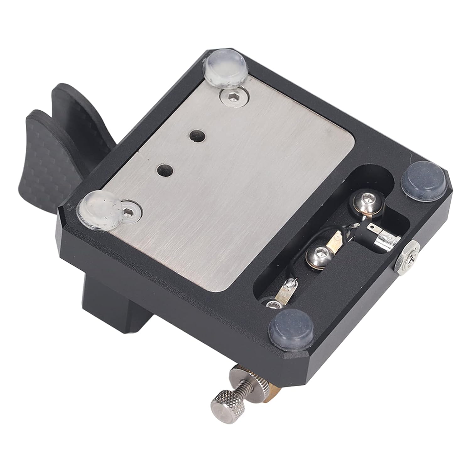 CW Key, Good Workmanship Easy Tapping Automatic Morse Code Key Carbon Fiber Paddles Silver Contact for Training (Black)