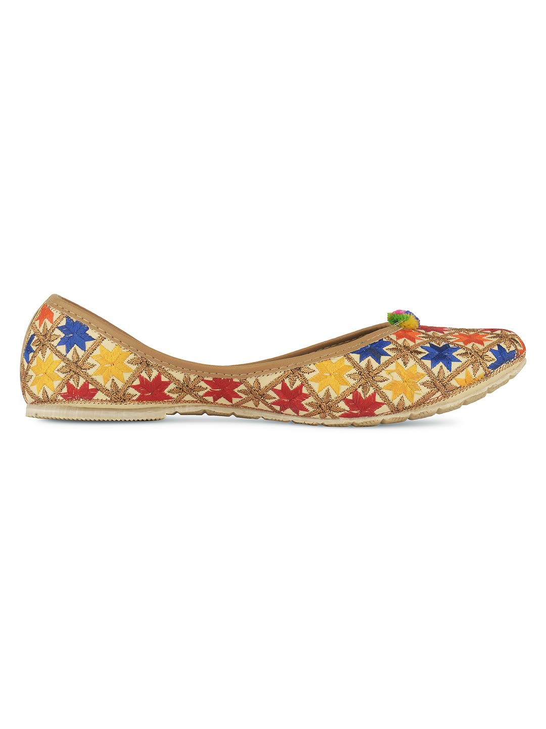 DesiColour Punjabi Jutti Belly Mojari Khussa for Party Wedding for Women Girls-Phulkari Star (Numeric_4) Multicolour 2