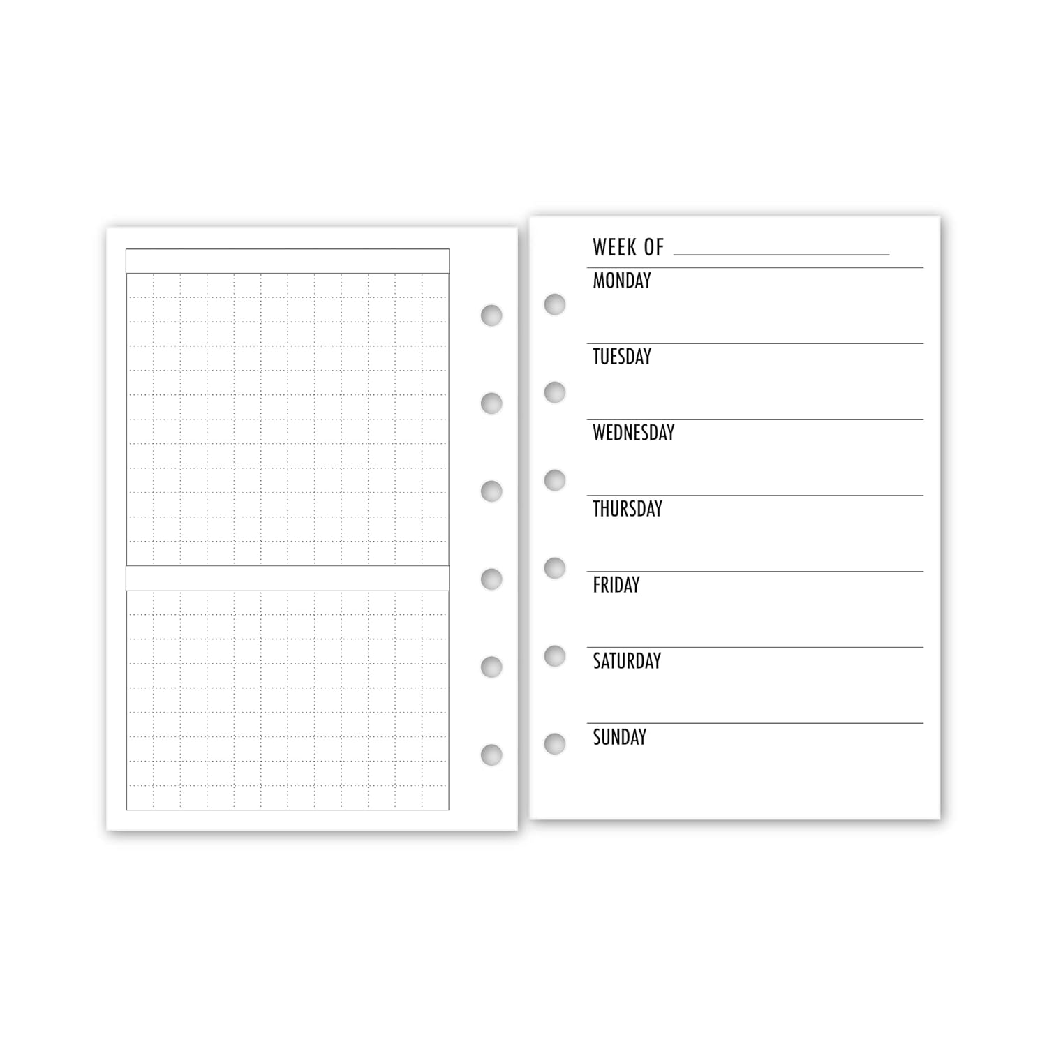 Pocket Week on 1 Page Horizontal Planner Insert Refill, 3.2