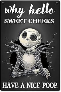 Nightmare Before Christmas Funny Sign, Jack Skellington Gifts for Fans, 12 x 8 Inches Vintage Retro Metal Tin Sign Nice NBC Collection, Christmas Halloween Wall Decor for Home Bathroom
