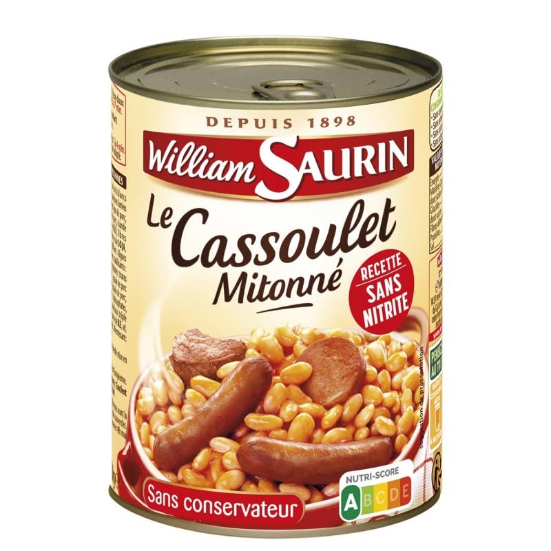 Délicieux Cassoulet Maison William Saurin - 420g - Plat Mitonné Savoureux Secret de la Cuisine Traditionnelle Française - Prêt à Déguster - Le Lot De 4