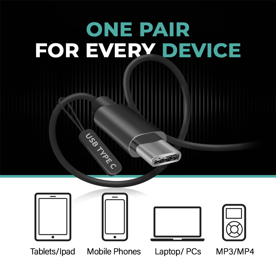 Confezione da 100 cuffie USB C per scuola, aula e test, auricolari cablati di tipo C per iPhone 17, 16, 15, iPad Pro, Samsung Galaxy, Chromebook, auricolari cablati per l'istruzione (nero)