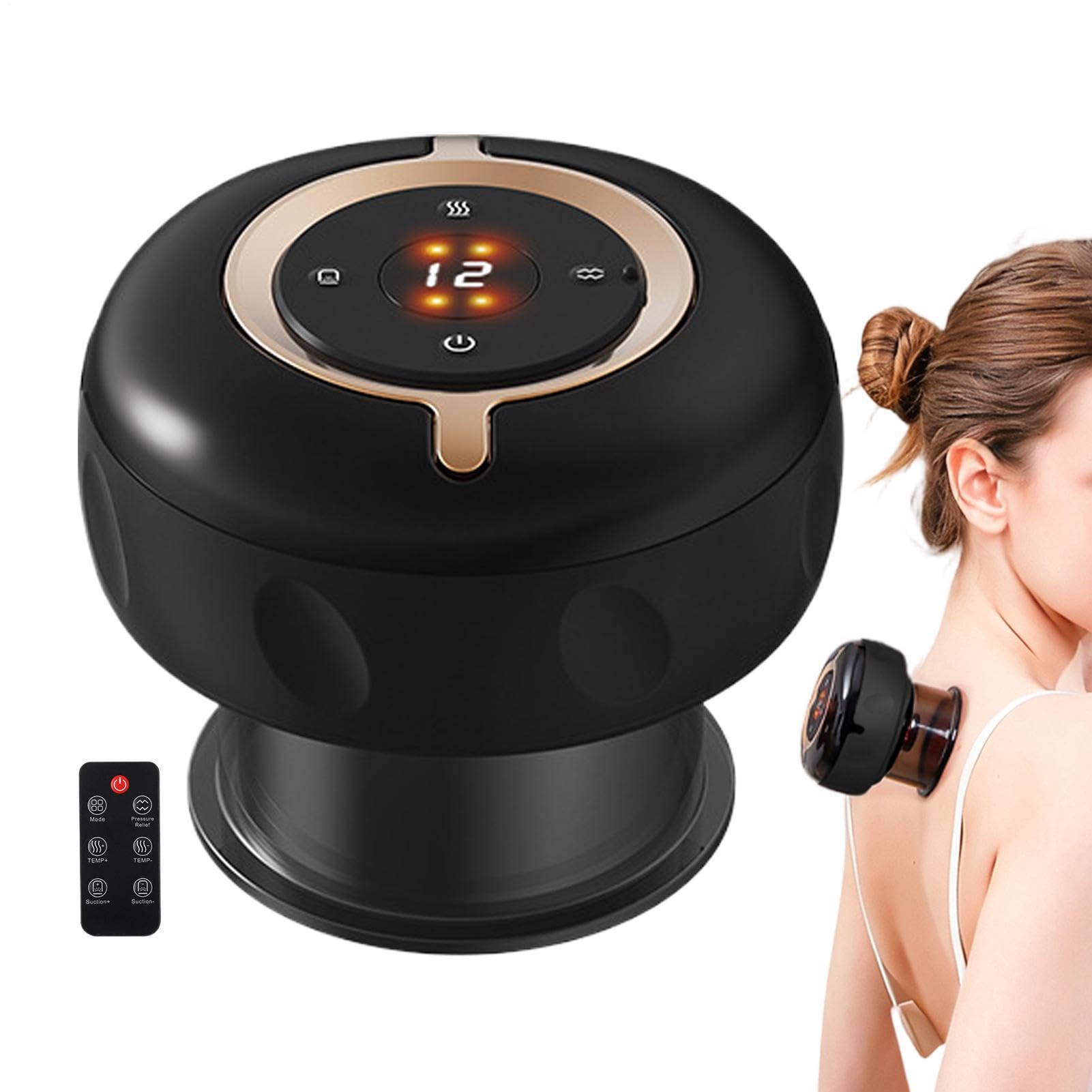 Elektronisches Schröpfgerät 12 Stufen Vakuum Elektrisch Tragbar Einstellbar | Körperschröpfgerät mit Fernbedienung für Rücken, Schulter, Nacken, Beine, Fuß, Spa, Salon, Fitnessstudio, Yoga, Fitness