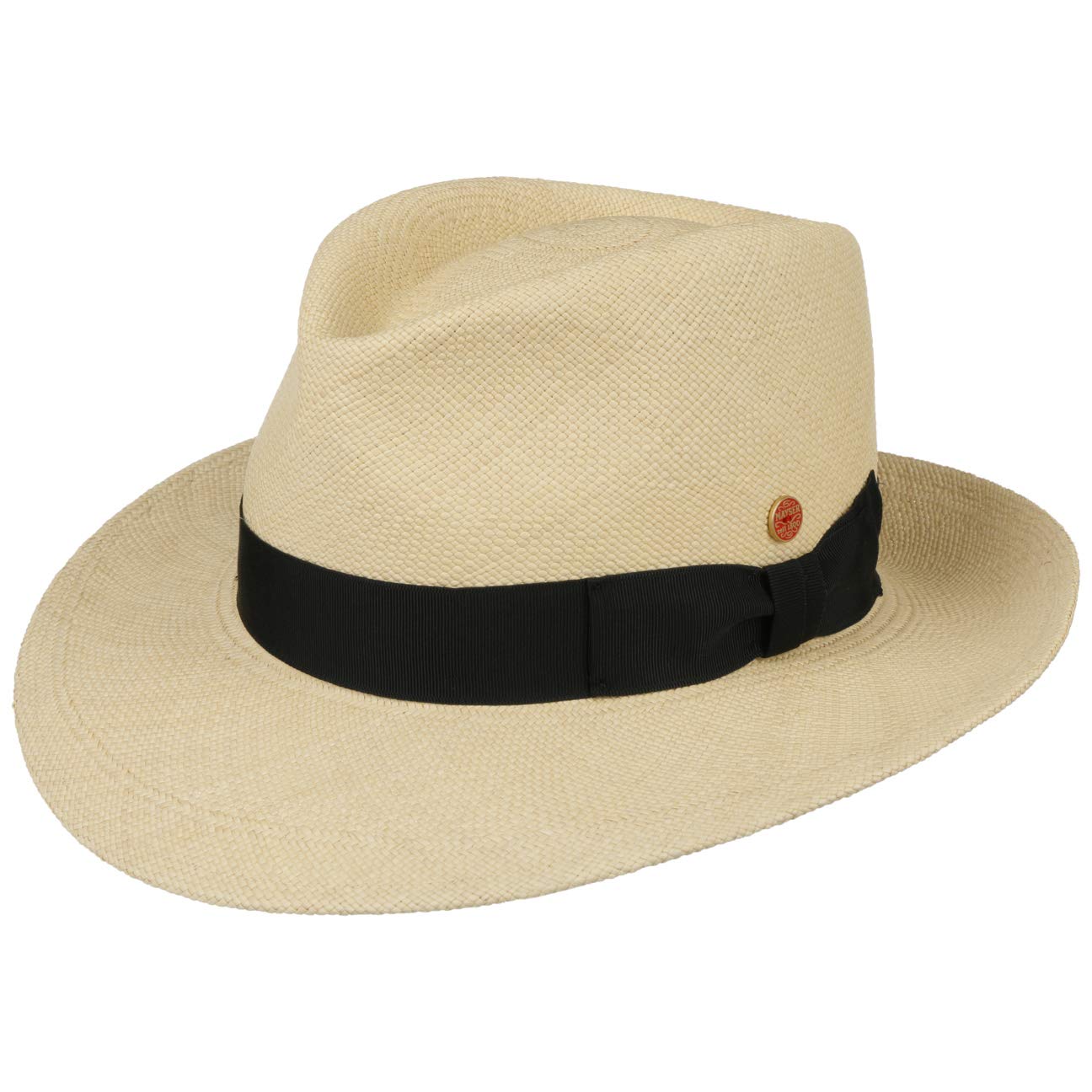 Mayser Sombrero Bogart Panamá Mujer/Hombre - Made in The EU de Paja Sol Playa con Banda Grosgrain, Grosgrain Primavera/Verano